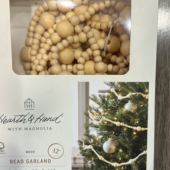 🆕 Hearth & Hand Magnolia Wooden 12ft Christmas Garland 2022 - Picture 4 of 4